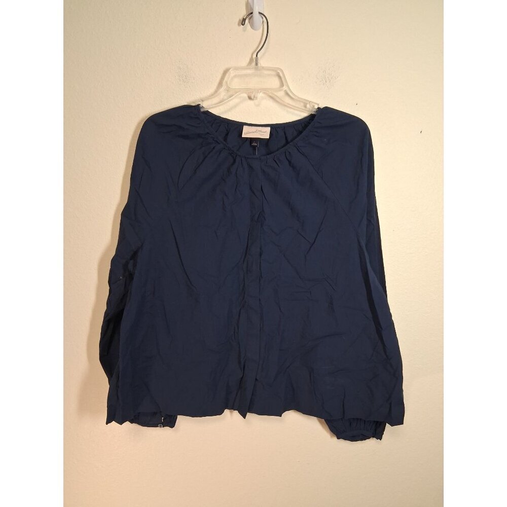 NWT Universal Thread Cotton Top Boho Blouse Business Casual Blue Size Large